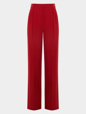 Wide Tailored Trousers in Rouge Red