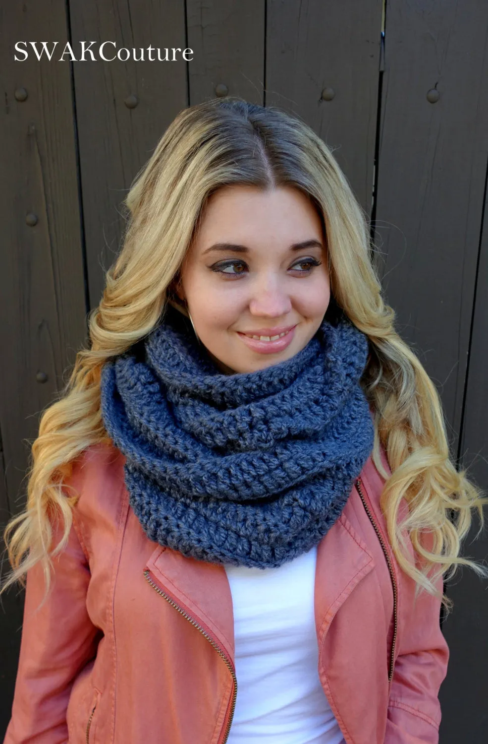 Womens Scarf Chunky Scarf Oversized Infinity Scarf Chunky Cowl Circle Scarf Handmade Eternity Scarf Terracotta or CHOOSE Your Color