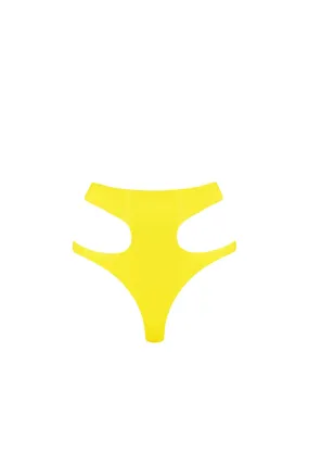 Yellow Latex Cut Out Thong