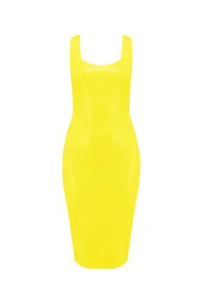 Yellow Latex Midi Dress