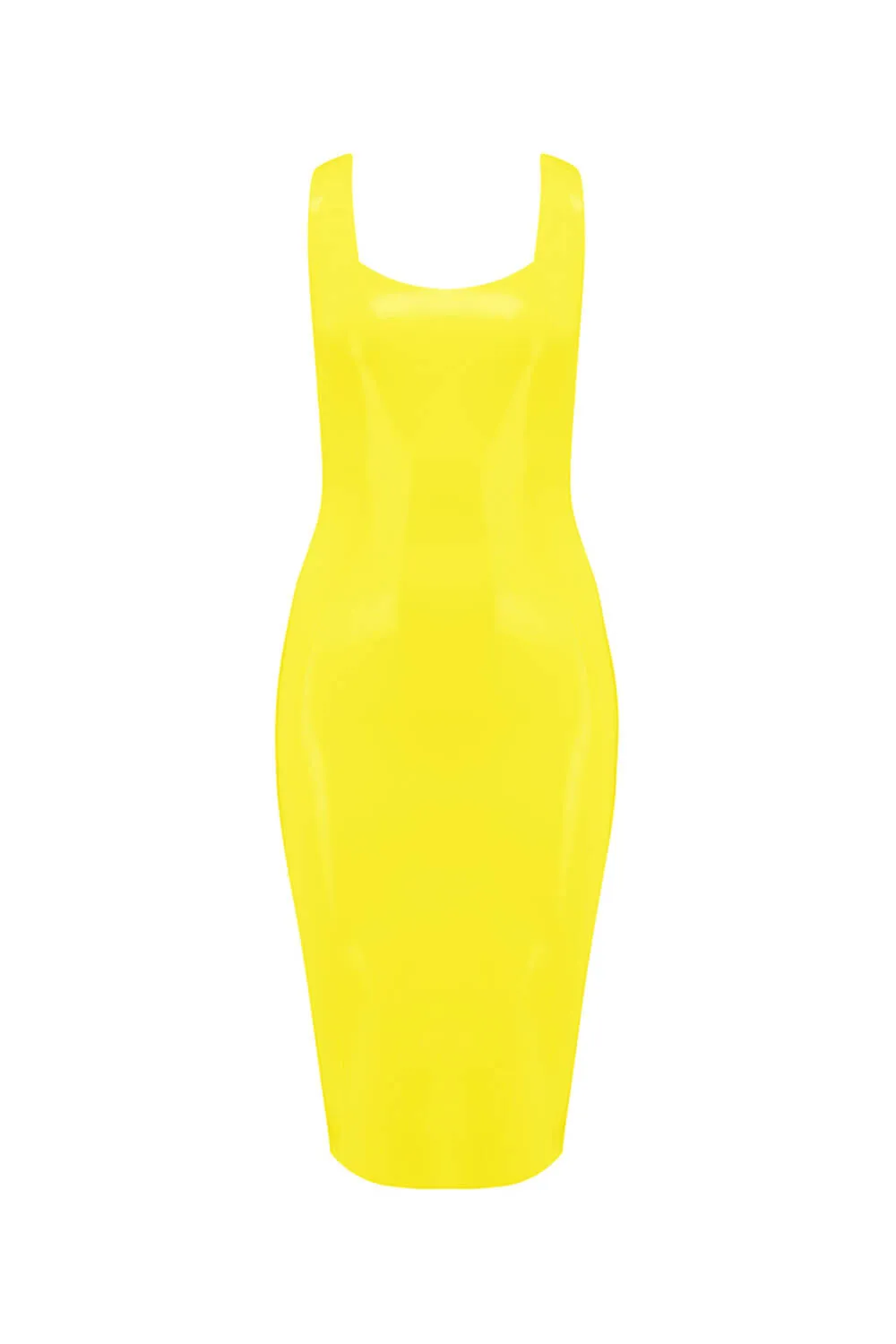 Yellow Latex Midi Dress