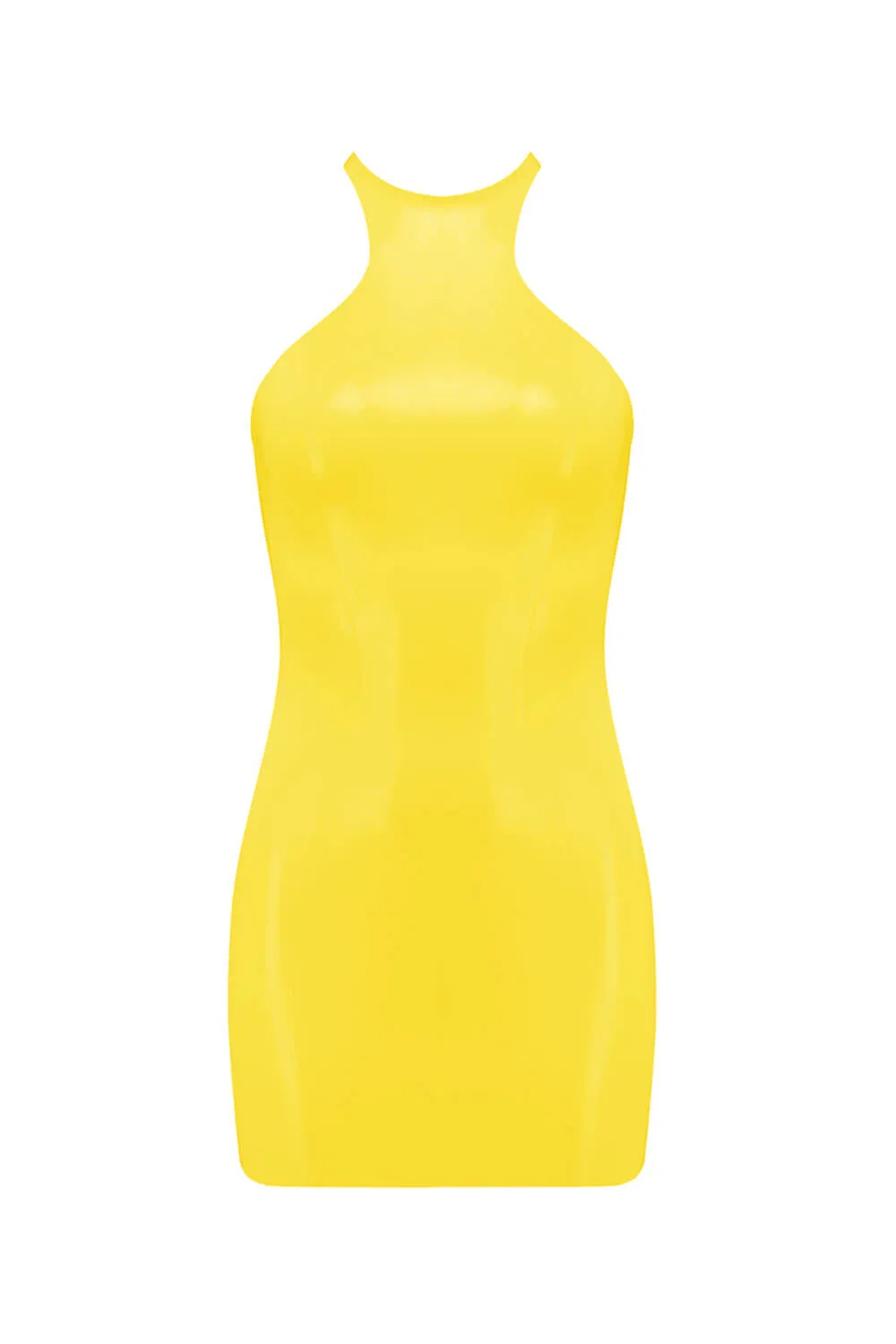 Yellow Latex Mini Dress
