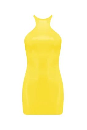 Yellow Latex Mini Dress