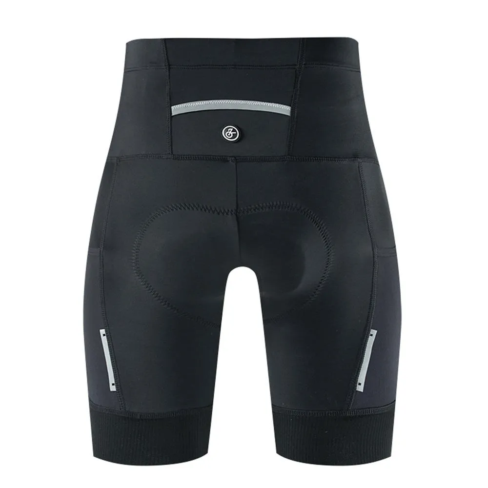 YKYW Women’s Cycling Shorts Elastic Interface Padded 7H Ride Wide Waistband with 3 Pockets Reflective Black
