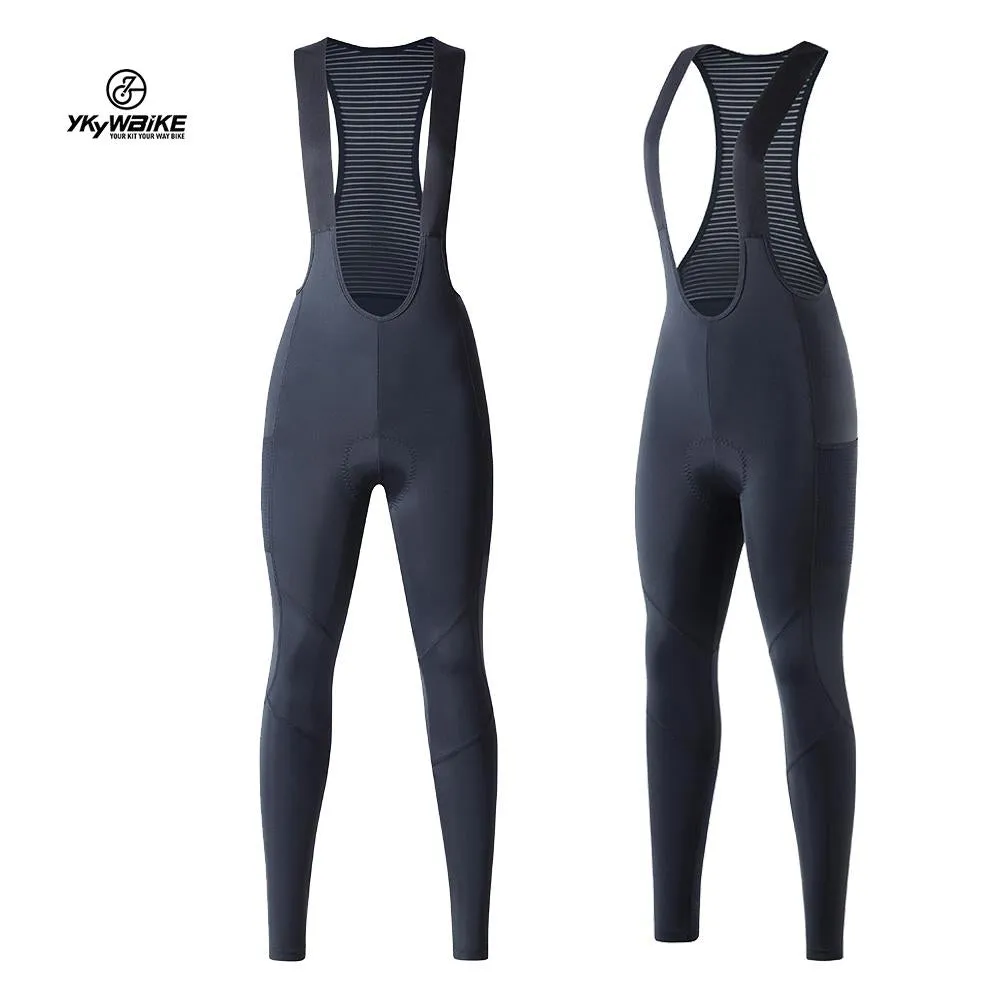 YKYW Women’s Mtb Cycling Bib Long Pants Coolmax 3D Pad 6H Ride 3M Reflective with 2 Pockets Black