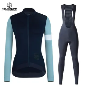 YKYW Women’s MTB Cycling Set  Pro Team Spliced Sleeve Aero Jersey and 7H Ride Bib Long Pant 4 Perfect Combinations
